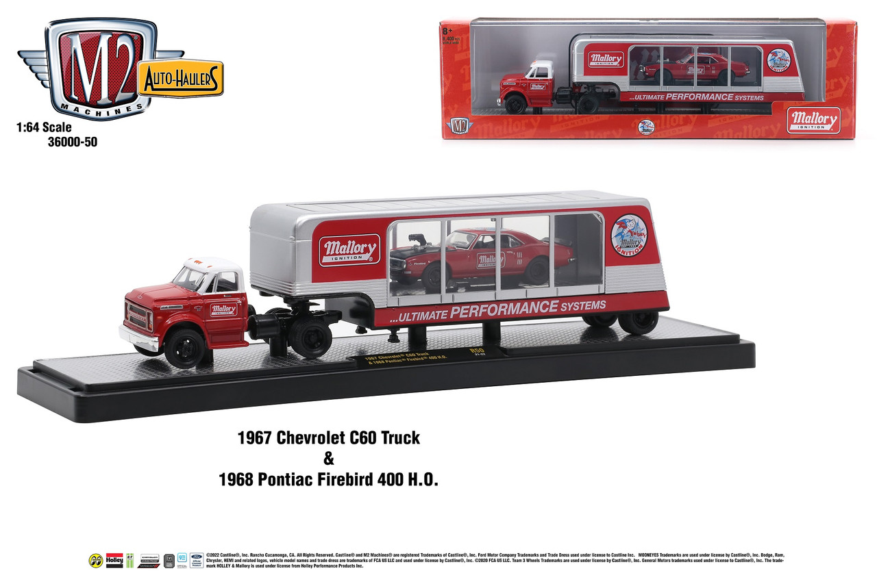 M2 Machines Auto Hauler 50 1967 Chevrolet C60 Truck & 1968 Pontiac